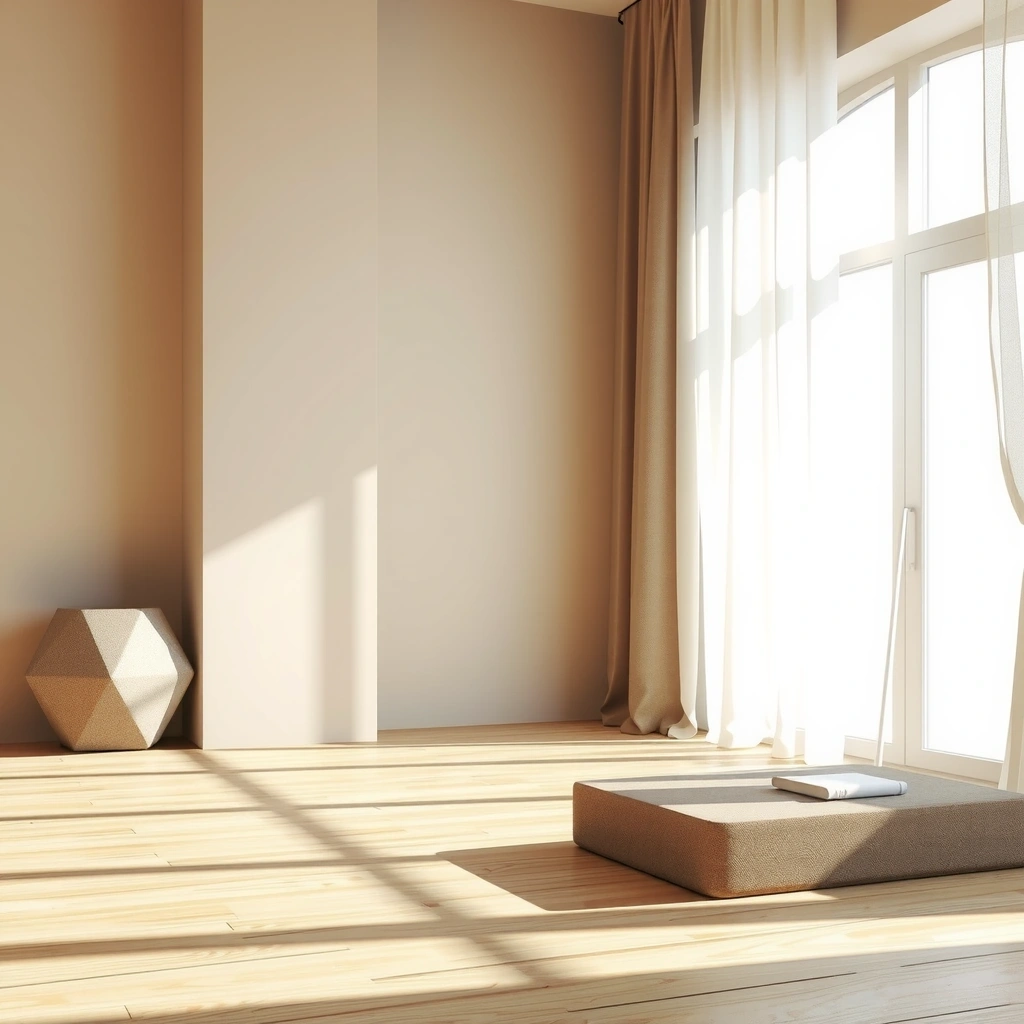 Intérieur d'un studio zen baigné de lumière naturelle